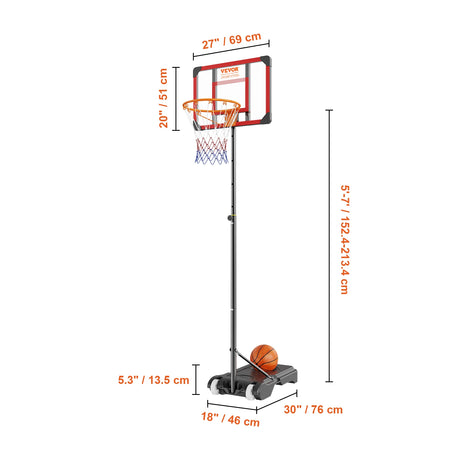 VEVOR Basketball Hoop 4-10 Ft Adjustable Backboard &ndash; Stable 27inch 5-7ft / Poland