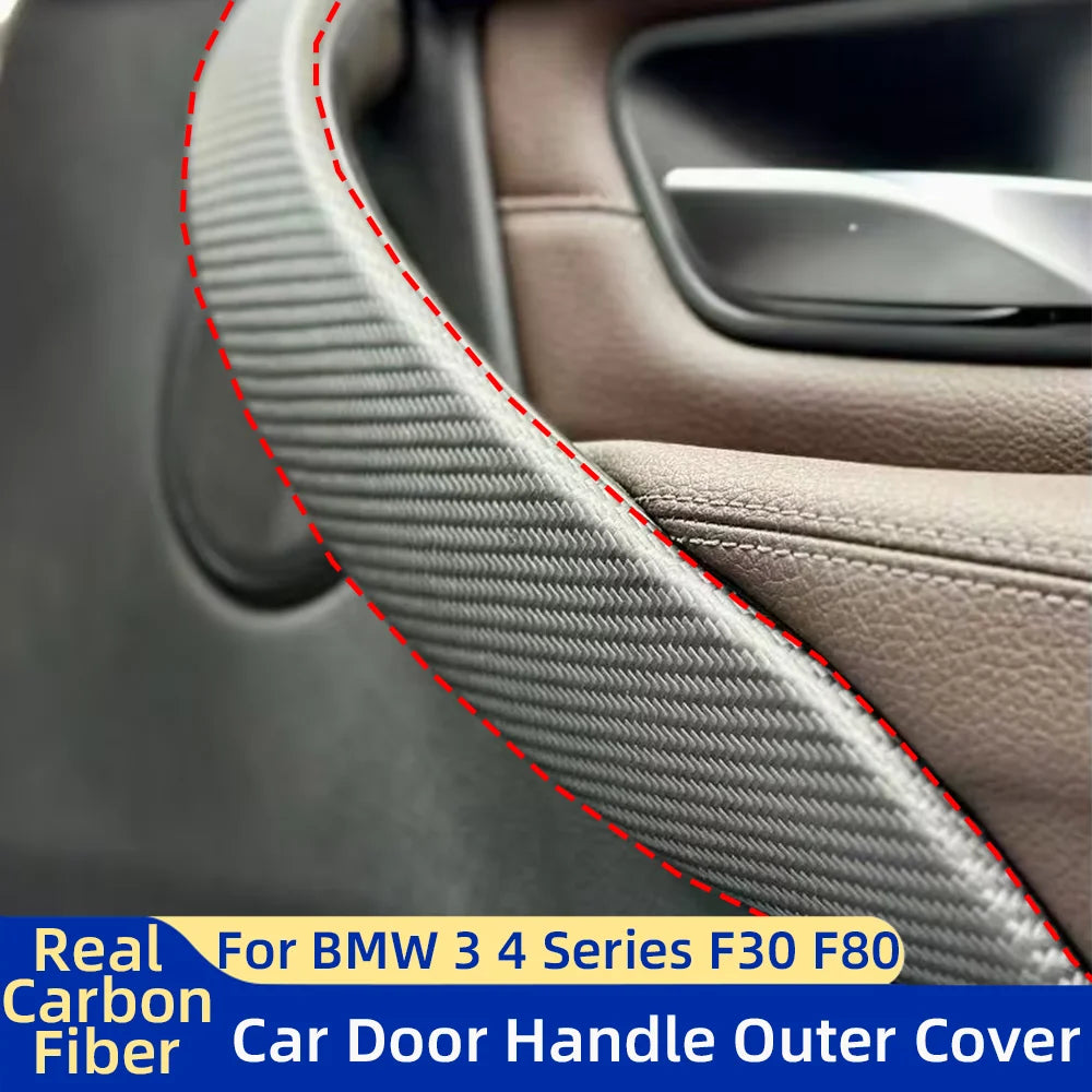 Real Carbon Fiber Interior Car Door Pull Handle Outer Cover Trim Shift Base For BMW 3 4 Series M3 M4 F30F34 F36 F32 F33 F80 F82 by InterCyprus Trading Ltd