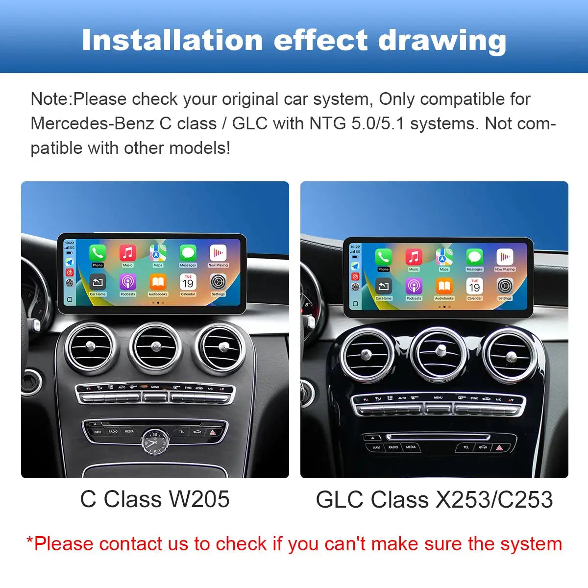2400×900 12.3“ Ultra-thin Multimedia Touchscreen Wireless CarPlay Android Auto For Mercedes-Benz W205 X253 GLC C Class Airplay by InterCyprus Trading Ltd