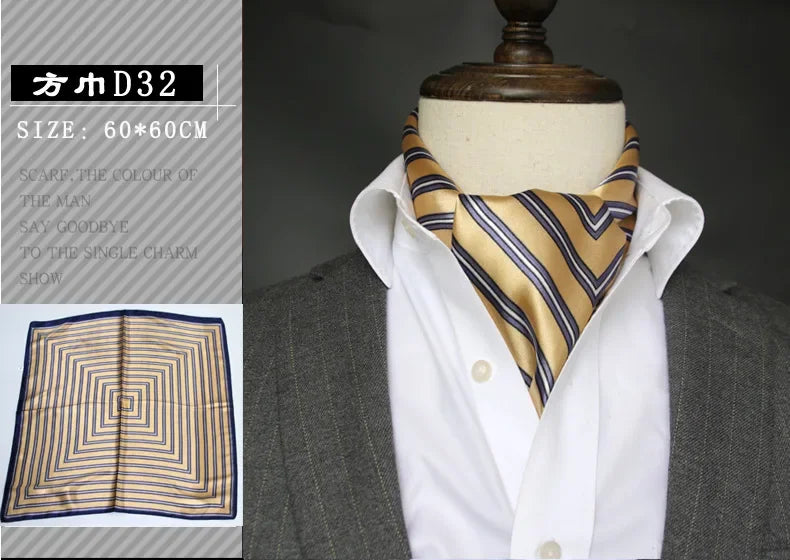 British Men's Silk Scarf &ndash; Elegant Satin Touch D32