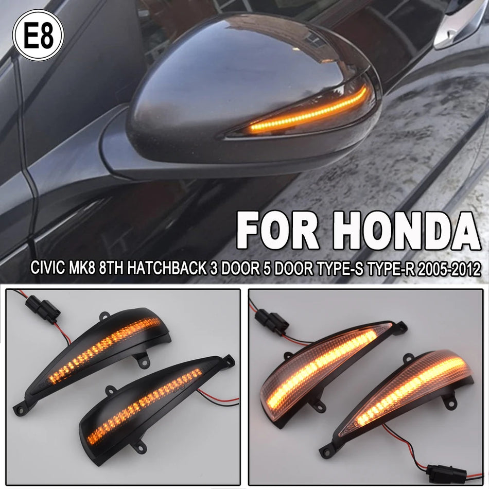 Dynamic LED Turn Signal Lights Glossy Black for Honda Civic MK8