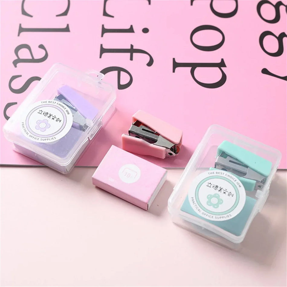 Cute Morandi Color Mini Stapler Set with 500pcs Staples