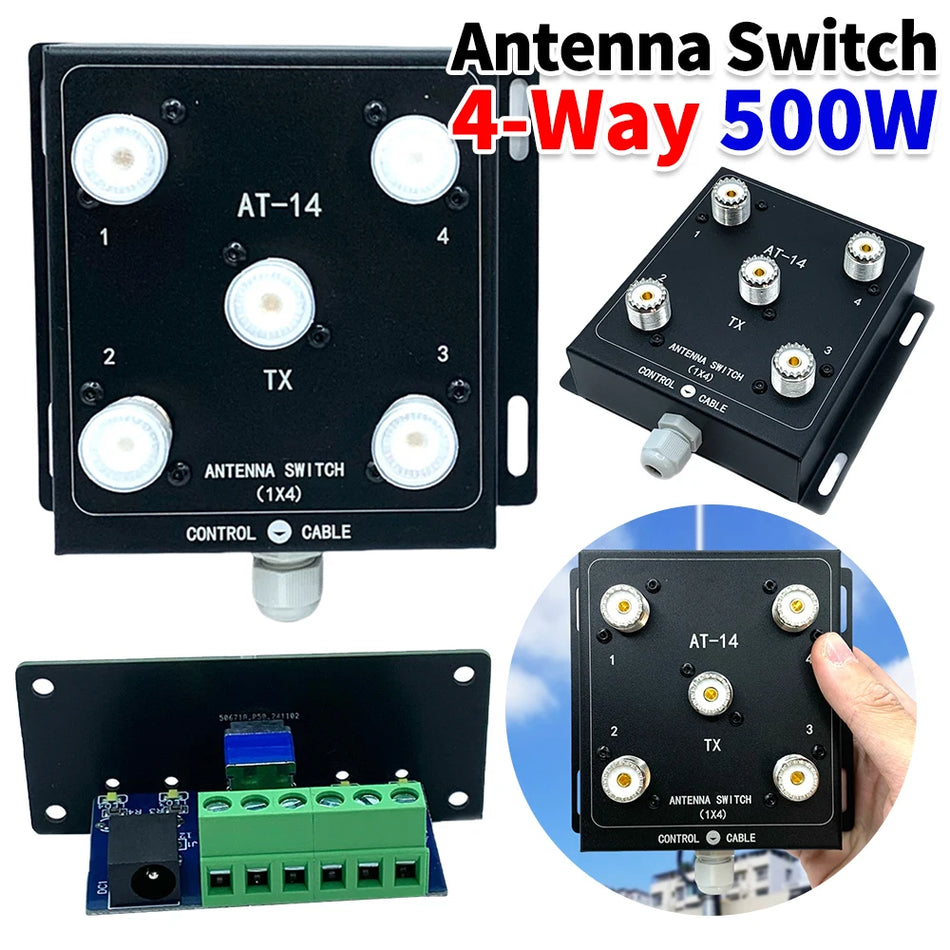 Comutator de antenă coaxială remote 4 căi 500W RF pentru stație de radio