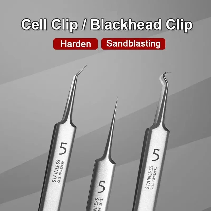 Ultra-Fine Stainless Steel Blackhead &amp; Acne Removal Tweezers