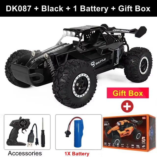 Remote Control Car RC Drift 1:16 Off Road Alloy &ndash; LED Light DK087 Black 1B Box