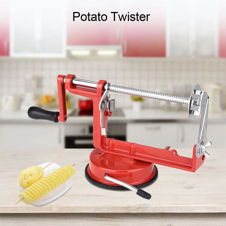 Stainless Hand Crank Spiral Potato Cutter &ndash; Suction Base Default Title