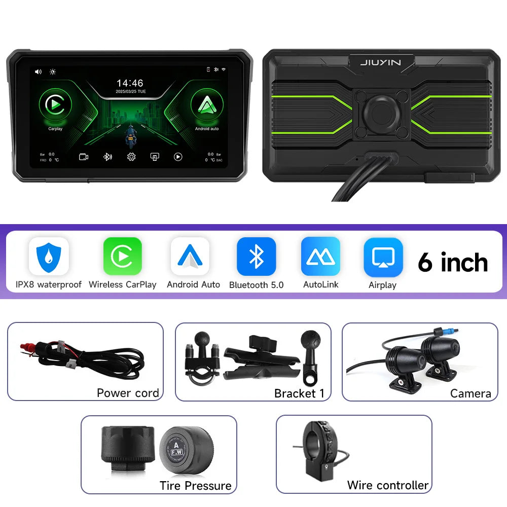 6 Inch Motorcycle Multimedia Player &ndash; 2K HD Touch Screen with Wireless CarPlay and Android Auto 792-D-TMP-Controller / CHINA