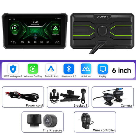 6 Inch Motorcycle Multimedia Player &ndash; 2K HD Touch Screen with Wireless CarPlay and Android Auto 792-D-TMP-Controller / CHINA