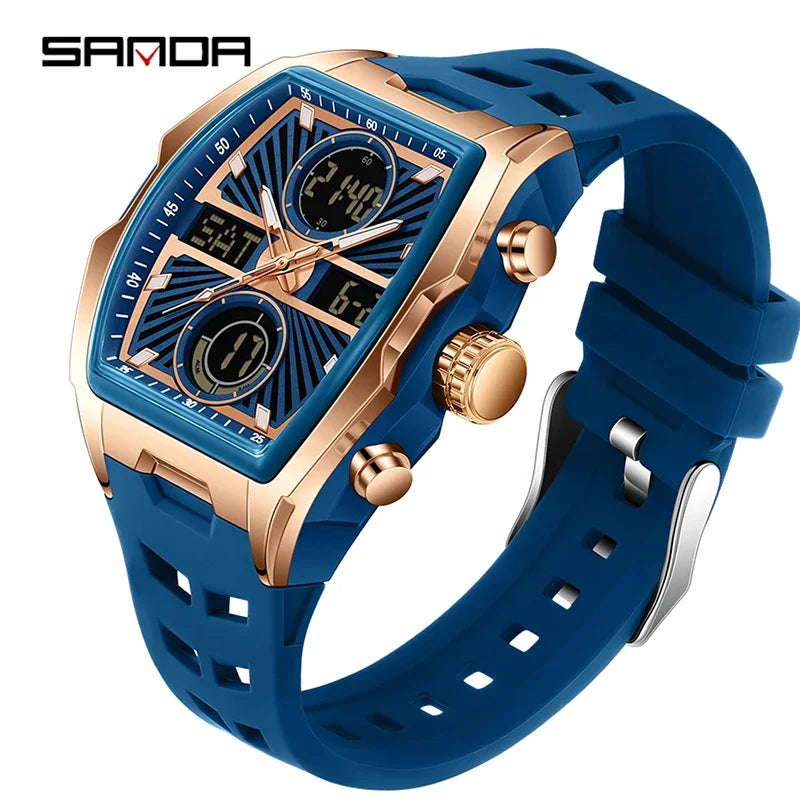 Sanda Men Watch &ndash; Double Display Chronograph Waterproof 6299 rose blue