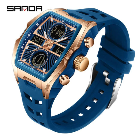 Sanda Men Watch &ndash; Double Display Chronograph Waterproof 6299 rose blue