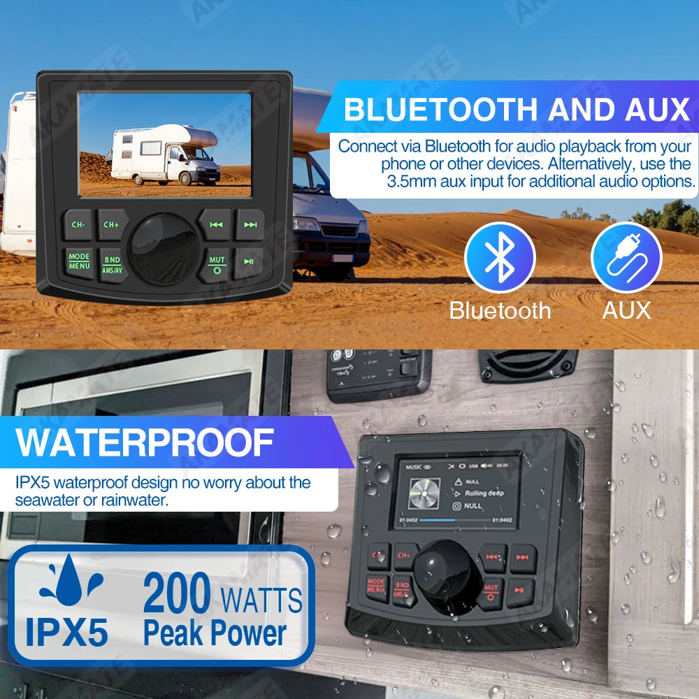 MP5 Radio MS-52RV-1 &ndash; Waterproof IPX5 Bluetooth Receiver