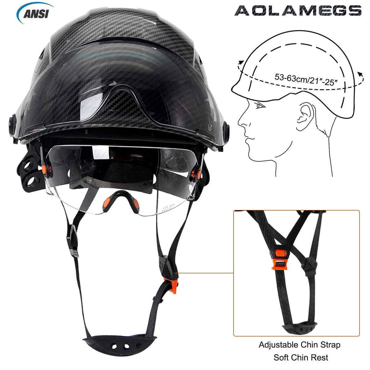 Aolamegs Carbon Fiber Safety Helmet &ndash; Visor And Goggles
