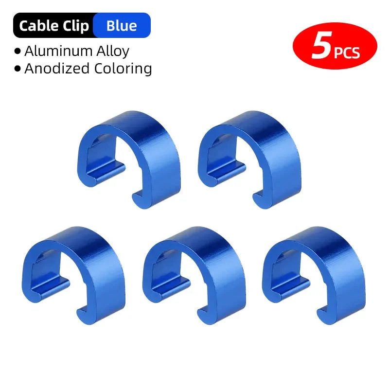 Road MTB Bicycle Cable Clamps &ndash; Durable Aluminum Alloy with Adhesive Base Blue 5pcs / CHINA