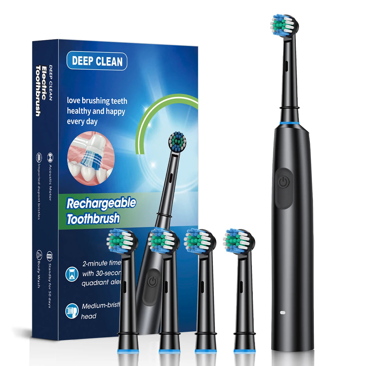 GeZhou 2025 Rotating Electric Toothbrush &ndash; 6 Cleaning Modes for Superior Oral Care 2002blcak 4 / CHINA
