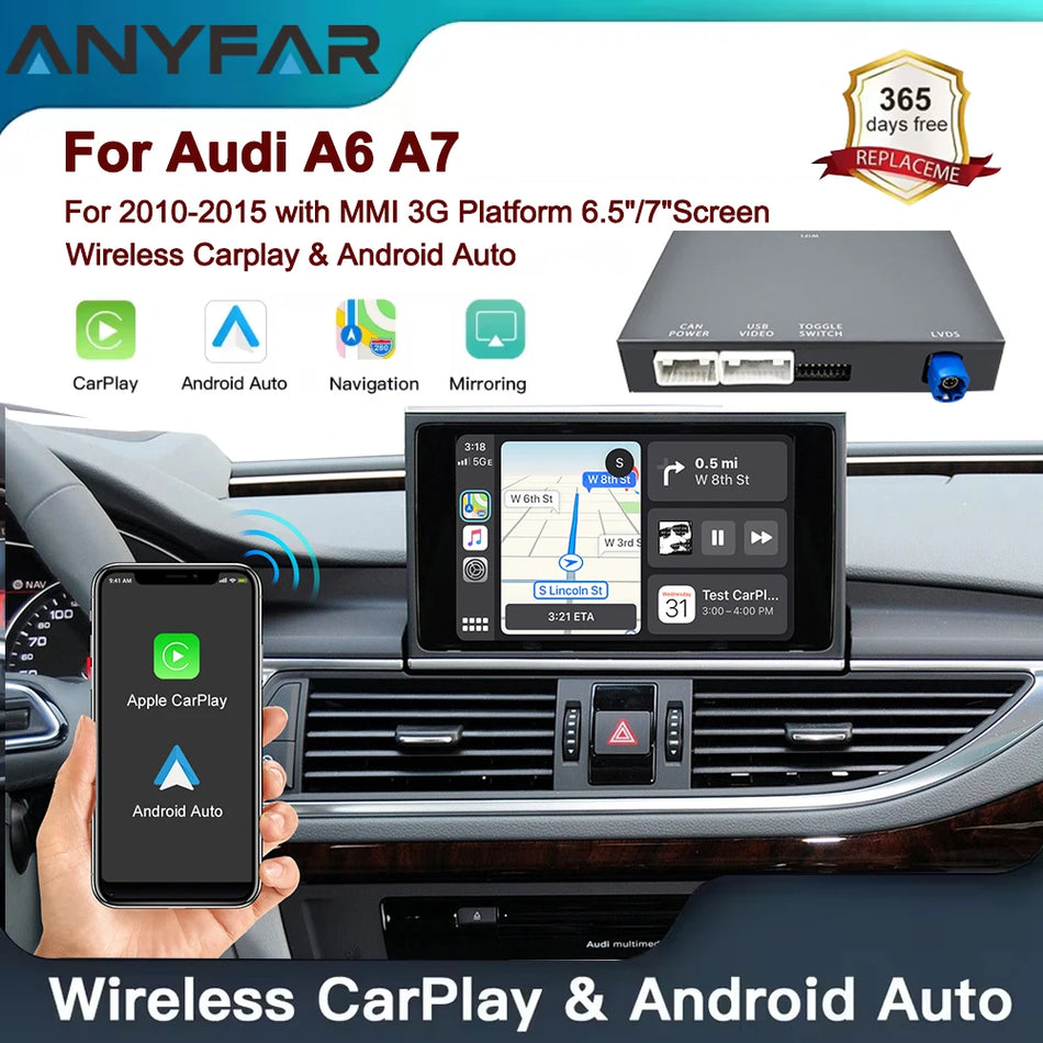 Audi A6 ve A7 2010-2015 Kablosuz CarPlay Android Auto Arayüzü Yenileme Kiti