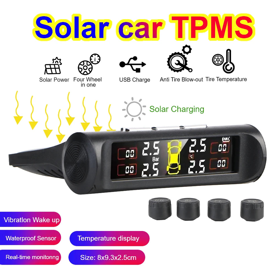 Systém monitorování tlaku v pneumatikách TPMS se 4 senzory, digitální displej