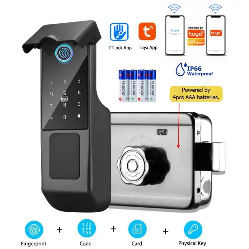 Stainless Steel Smart Lock With Fingerprint And Wifi Keyless Entry by InterCyprus Trading Ltd