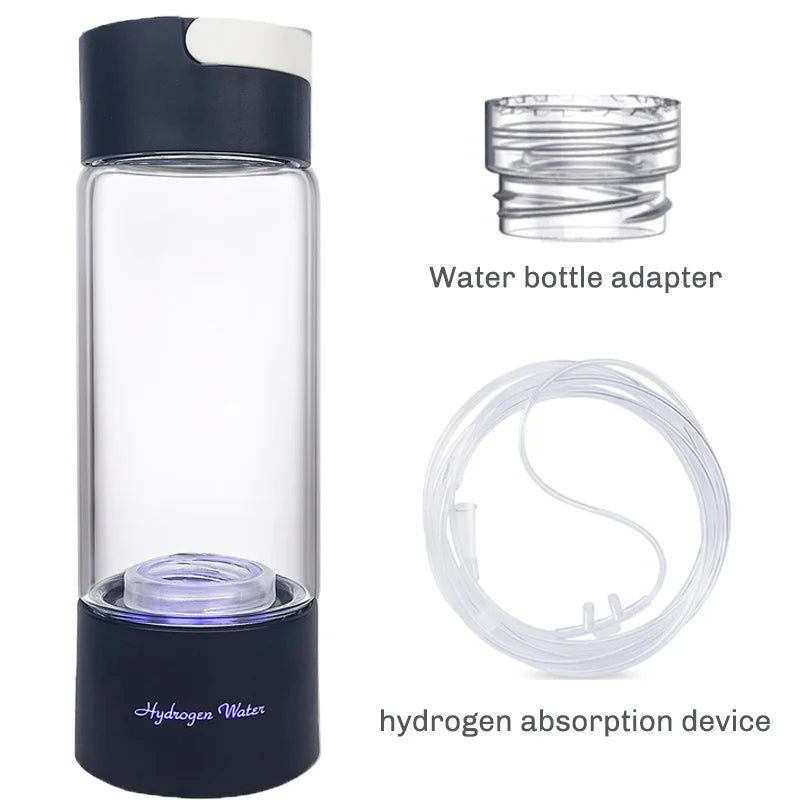 380ML Hydrogen Water Generator Bottle &ndash; Dual Chamber Q10-Black
