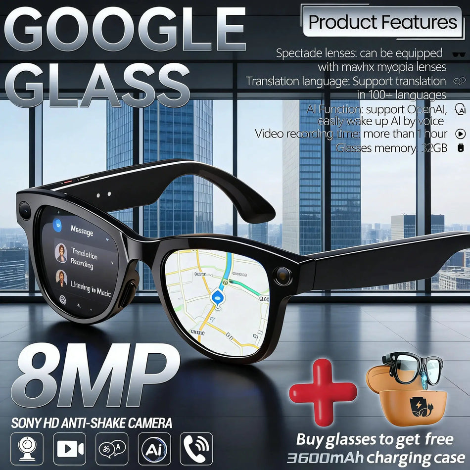 Smart Glasses With Dual Lens Camera AI Translation And Calls by InterCyprus Trading Ltd