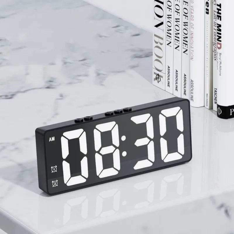 NieNie Dual Alarm LED Clock with Voice Control and Temperature Display