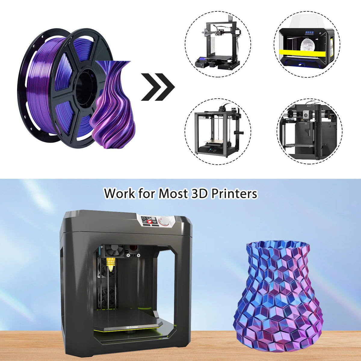PLA Filament 1.75mm Dual Color &ndash; Vibrant Blue Purple Duo