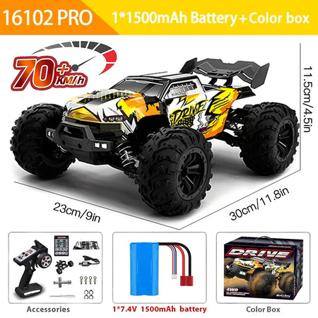 4WD RC Car 1:16 High Speed Off Road Truck &ndash; Ultra Brushless 16102Pro Orange