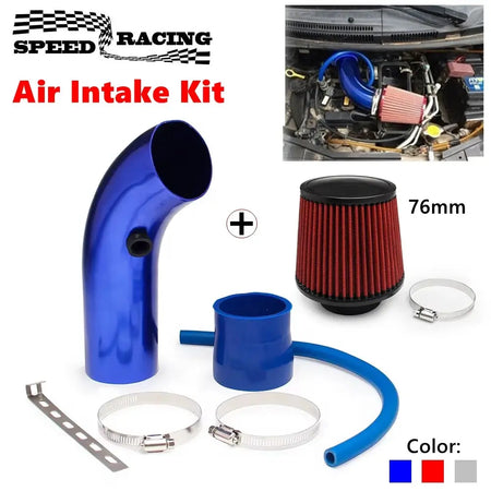 3" Cold Air Intake Pipe Kit & 76mm Air Filter, Car Cold Air Intake Turbo Filter Aluminum Air Filter Induction Flow Hose Pipe Kit by InterCyprus Trading Ltd