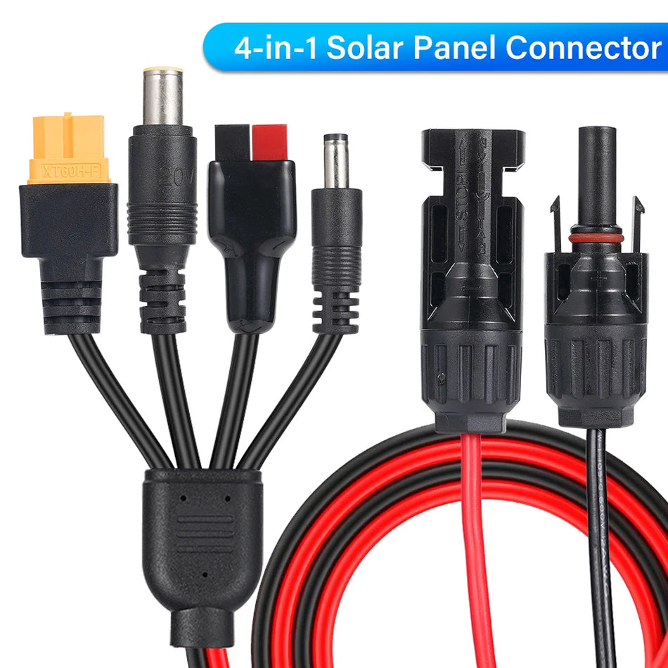 4-In-1 Solar Panel Connector Cable Splitter for DC5521 DC7909 XT60 Female