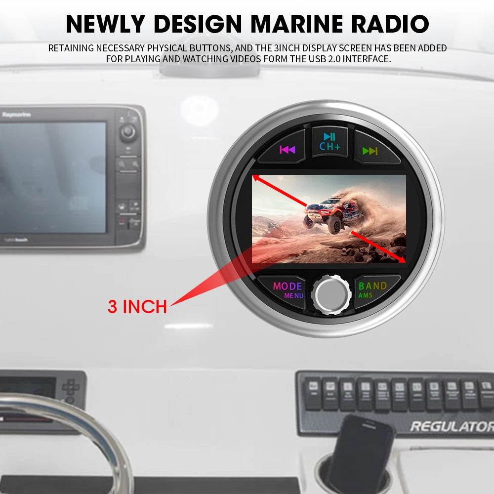 AKAMATE MS-50RV MP5 Marine Stereo &ndash; 3-Inch Video Screen