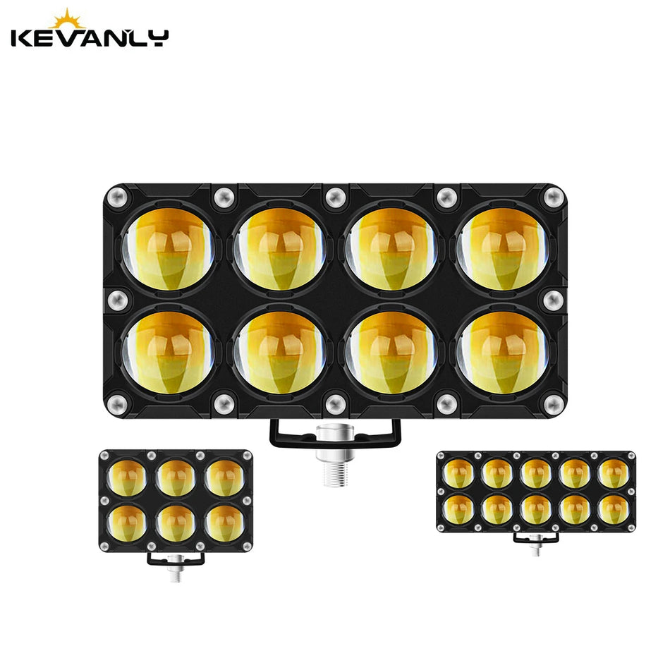 KEVANLY 6/8/10 LED Motorcycle Spotlights &ndash; Dual Color High Low Beam Fog Light