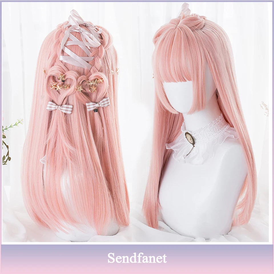 Long Straight Black Synthetic Wig with Bangs for Cosplay and Everyday Wear #3 / CHINA