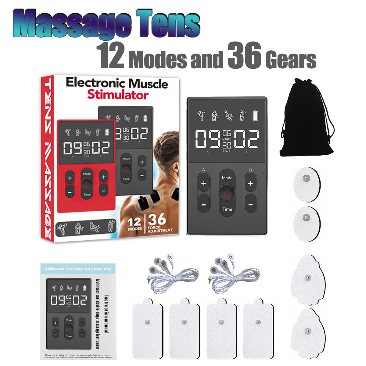 12MTENS &ndash; Portable TENS EMS Massager For Home Use Daily