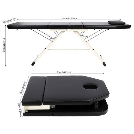 Foldable Massage Table With Pillow &ndash; Adjustable Backrest black / GERMANY