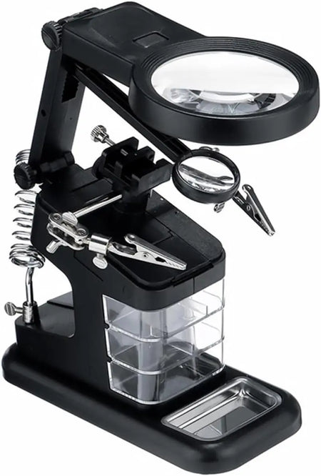 Led Light Helping Hands Magnifier - 3X to 25X Magnifier black
