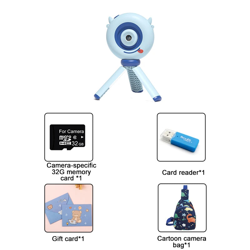 Toy Digital Video Camera For Children - Fun Kids Camera Blue-with Bag