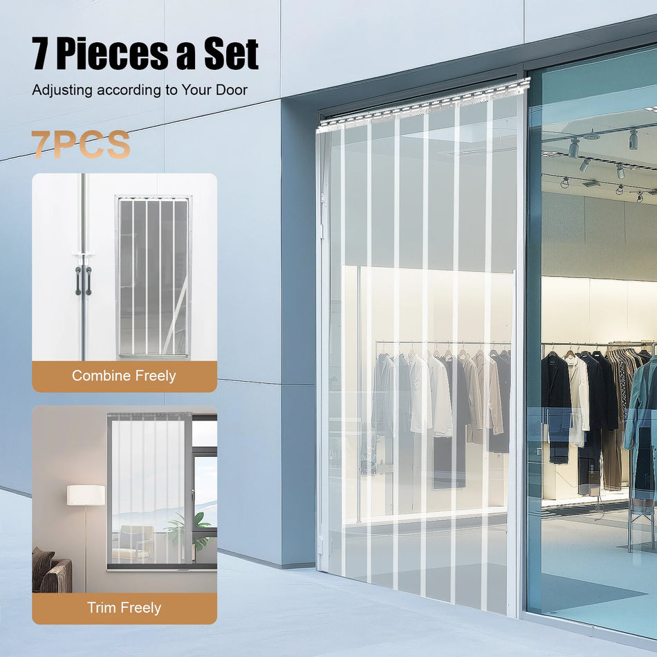 7 Pcs 2m PVC Strip Door Curtain Clear Strips For Warehouses