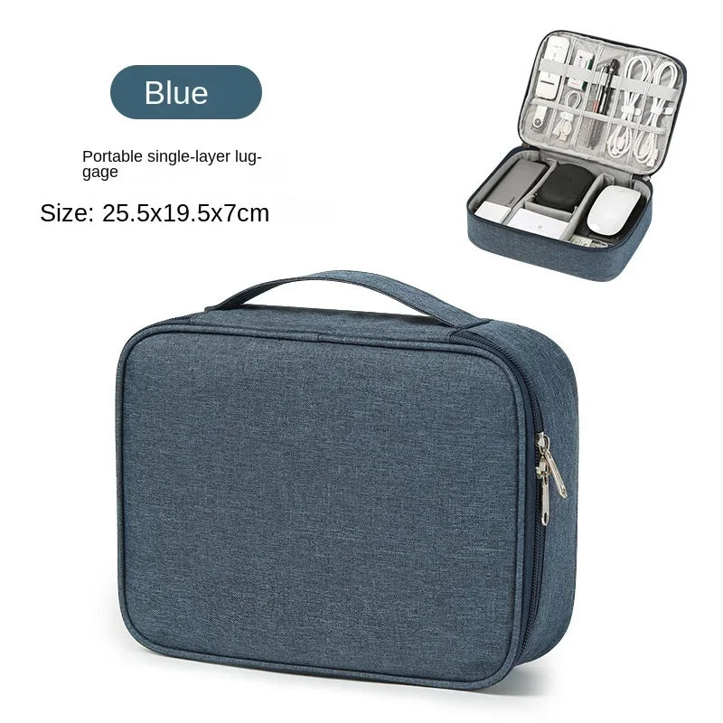 Portable USB Data Line Charger Storage Bag &ndash; Waterproof Bag Single layer blue