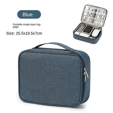Portable USB Data Line Charger Storage Bag &ndash; Waterproof Bag Single layer blue