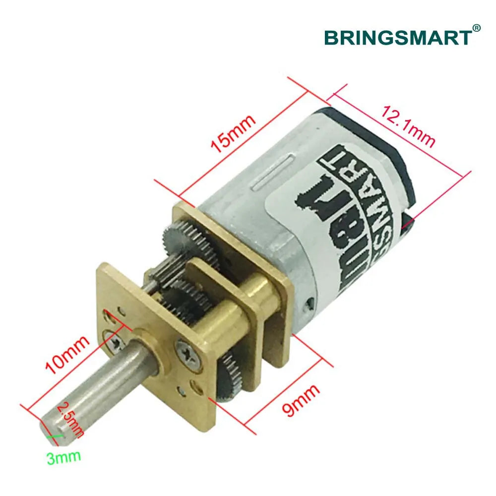 BringSmart N20 Micro DC Gear Motor - 15-1500rpm | 3V-12V Highly Efficient Gear Motor