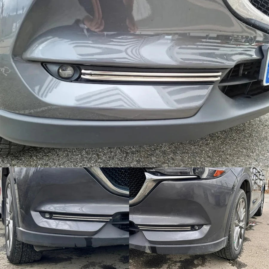 Fog Light Strips Cover for Mazda CX-5 Chrome Exterior Front Bumper Edge Trim 4 Piece Set