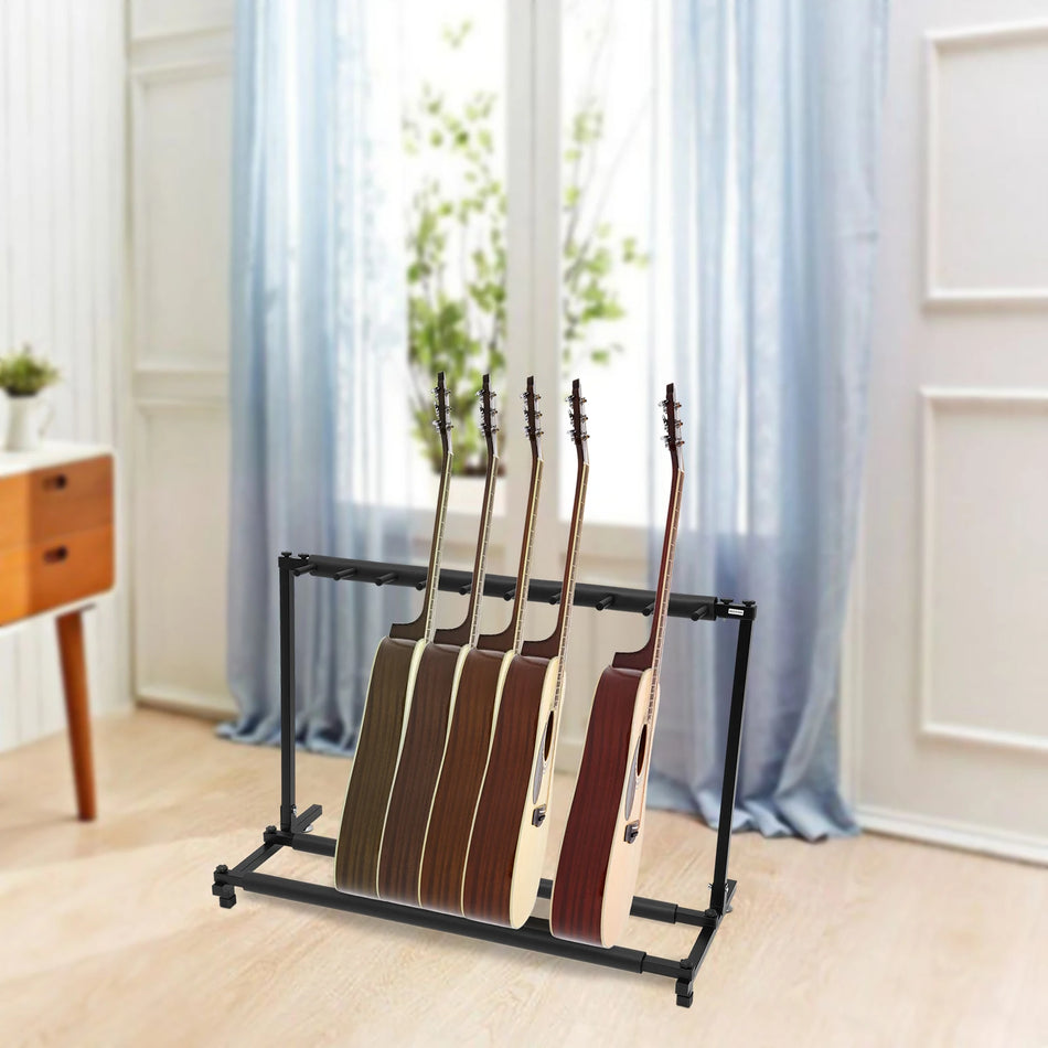 9 Foldable Portable Guitar Stands Sæt Sort Jern Finish