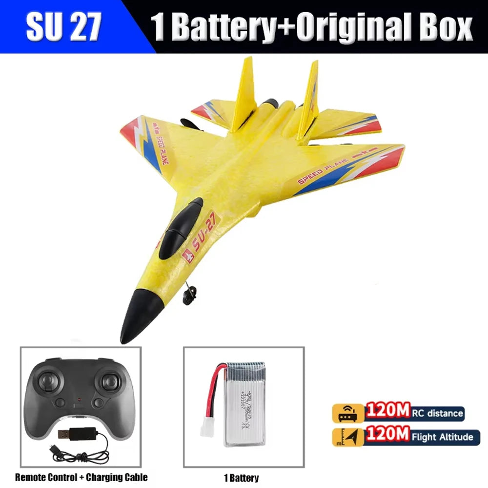 F22 RC Plane SU27 2.4G EPP Foam Glider &ndash; LED Lighting SU27 Yellow