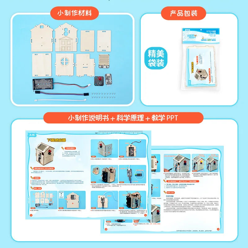 DIY Alarm za Kišu STEM Set Drveni Igračke za Obrazovanje u Znanosti