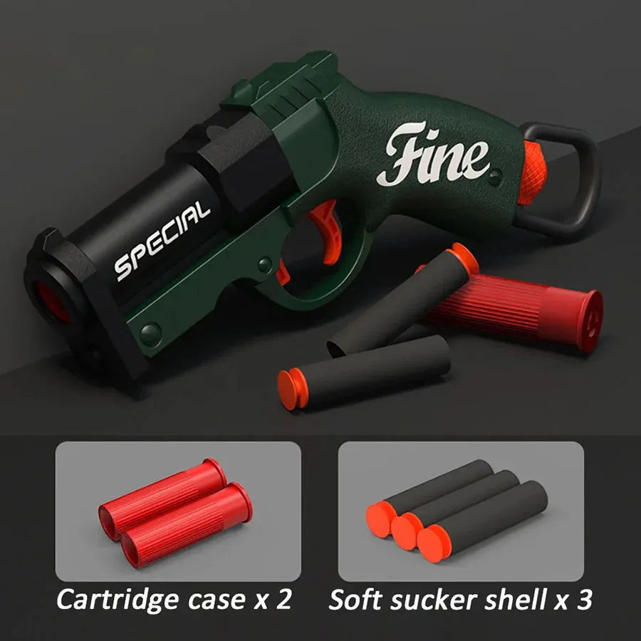 Mini S686 Shell Throwing Soft Bullet Launcher Toy Gun Airsoft Foam Bullet Blaster CS Outdoor Weapon Children Pistol Army green