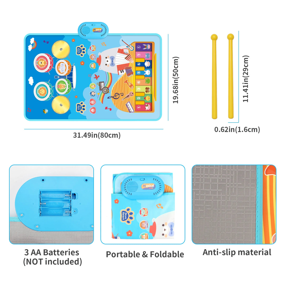 Coolplay Cartoon Musical Piano Mat &ndash; Interactive Educational Play with 6 Instrument Sounds