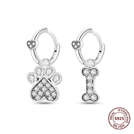 Elegant 925 Sterling Silver Dog Earrings with Zircon and Animal Designs for Women