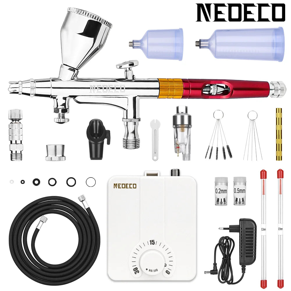 Dual-Action Airbrush Kit &ndash; 0.3mm Nozzle for Precise Spray NCT-STCW208K-S4 / EU Plug