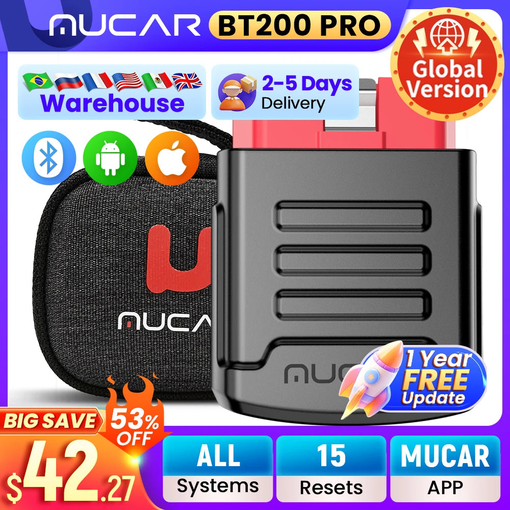 MUCAR BT200 PRO OBD2 Scanner - Free Firmware Updates