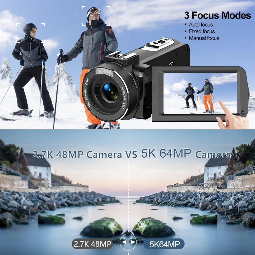 Ourlife 5K Digital Camera &ndash; 18X Digital Zoom with Rotatable Touch Screen