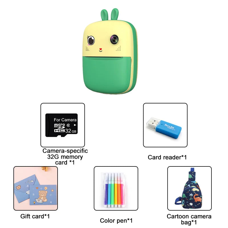 Kids Instant Print Digital Camera &ndash; Instant Photo Prints Yellow-with bag